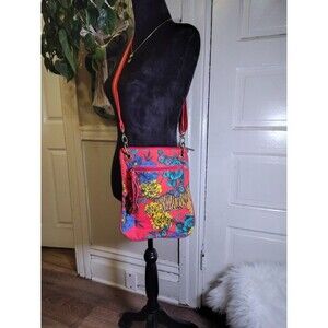 KARMA Red Floral W Tigers Crossbody Purse